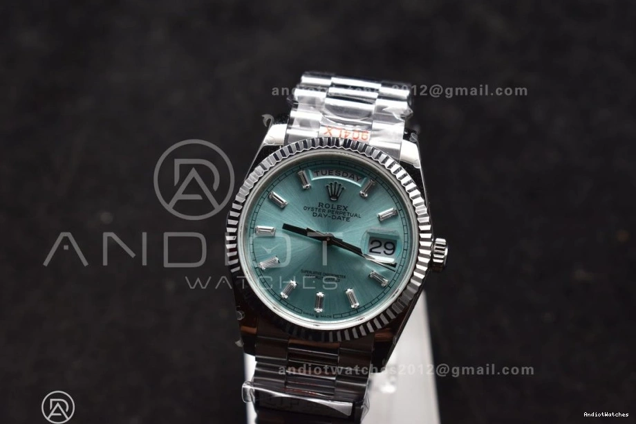 V5 vr3255 QF with Light (Gain Steel Weight) Diamond Bracelet 904L on Blue SS President Best 36 Edition Stick DayDate 682 NewStyle Dial 0426